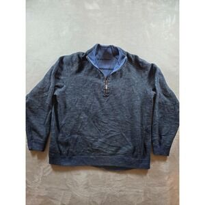 Tommy Bahama Reversible Quarter Zip Mens L/XL Blue Pullover Sweater *Read